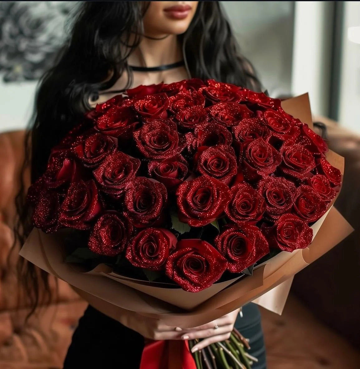 🎄💕Glitter Rose Bouquet💕Couple Glitter Everlasting Rose Bouquet (Never Wither)