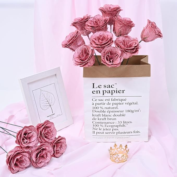 🎄💕Glitter Rose Bouquet💕Couple Glitter Everlasting Rose Bouquet (Never Wither)