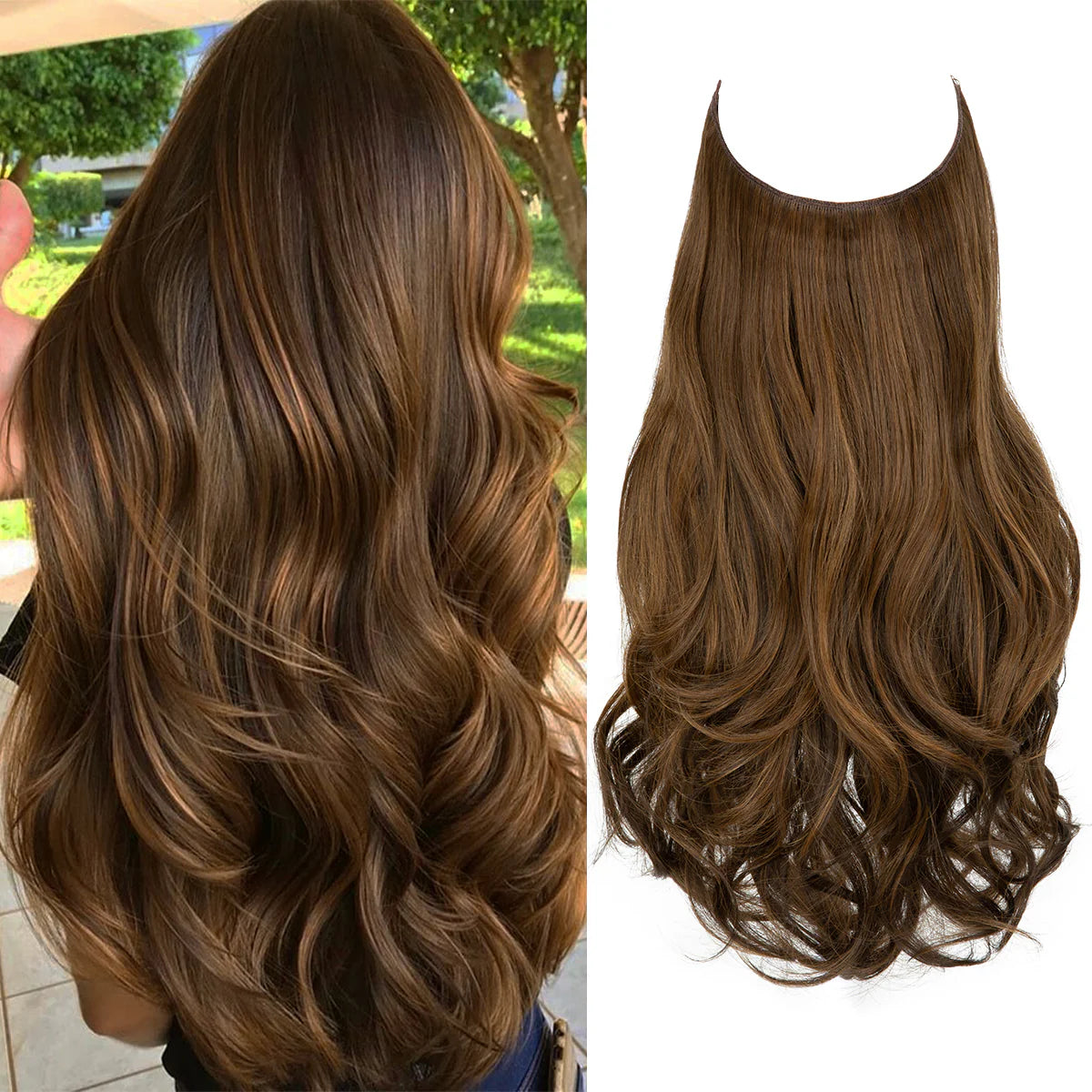 💜Invisible Natural Long Curly Wig