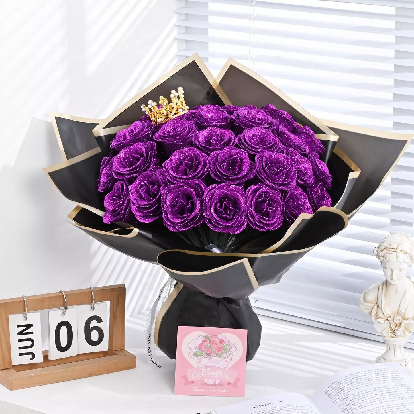 🎄💕Glitter Rose Bouquet💕Couple Glitter Everlasting Rose Bouquet (Never Wither)