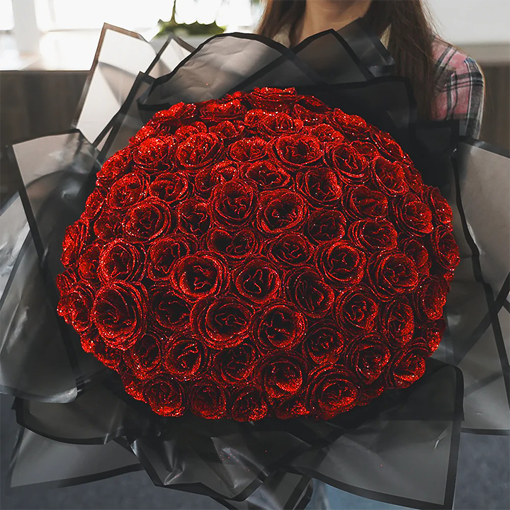 🎄💕Glitter Rose Bouquet💕Couple Glitter Everlasting Rose Bouquet (Never Wither)