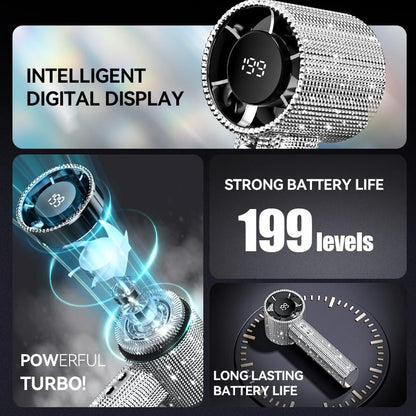 🏆Flash Sale⚡ 50K+ SOLD! Almost Gone-💥Full Diamond Luxury Craftsmanship Portable Handheld Turbo Fan, 3 Gear Wind, Rechargeable Long Battery Life Hand Fan With Digital Display For Outdoor Activities, Travel, Office,Wonmen's gift