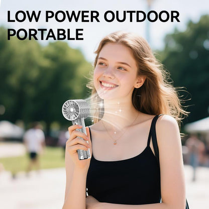 🏆Flash Sale⚡ 50K+ SOLD! Almost Gone-💥Full Diamond Luxury Craftsmanship Portable Handheld Turbo Fan, 3 Gear Wind, Rechargeable Long Battery Life Hand Fan With Digital Display For Outdoor Activities, Travel, Office,Wonmen's gift