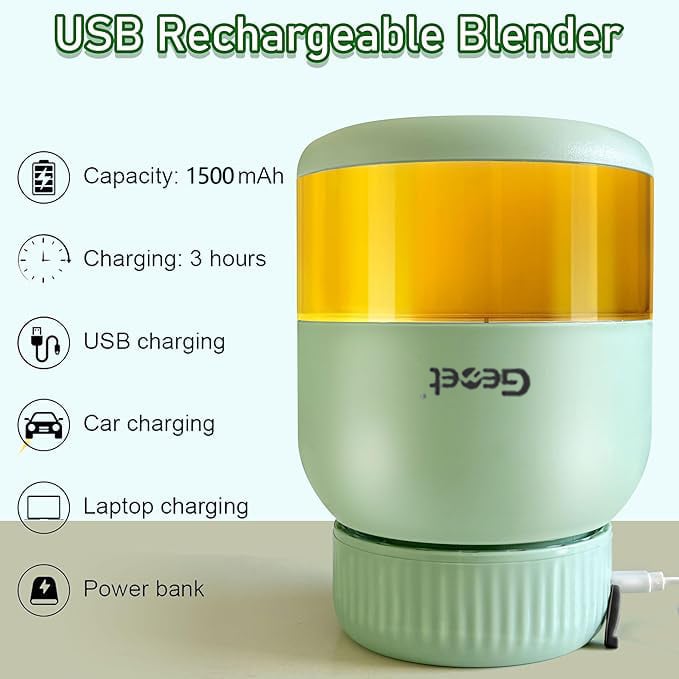 Electric Citrus Juicer 44 oz, Straw, Two Lids, Portable Blender for Smoothies, Shakes, Food Prep & Frozen Blending