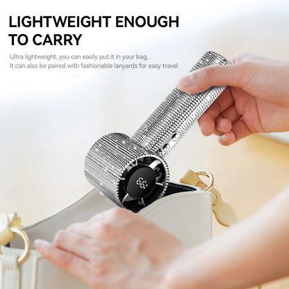 🏆Flash Sale⚡ 50K+ SOLD! Almost Gone-💥Full Diamond Luxury Craftsmanship Portable Handheld Turbo Fan, 3 Gear Wind, Rechargeable Long Battery Life Hand Fan With Digital Display For Outdoor Activities, Travel, Office,Wonmen's gift