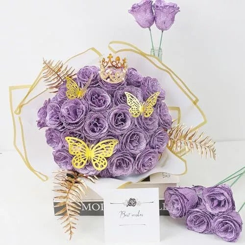 🎄💕Glitter Rose Bouquet💕Couple Glitter Everlasting Rose Bouquet (Never Wither)